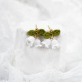 Handmade Micro Crochet Lily of the Valley Earrings | Crochet Flower Dangle Studs with Leaf