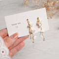 Micro Crochet Flower Dangle Earrings | Handmade Floral Drop Earrings with Pearl Beads