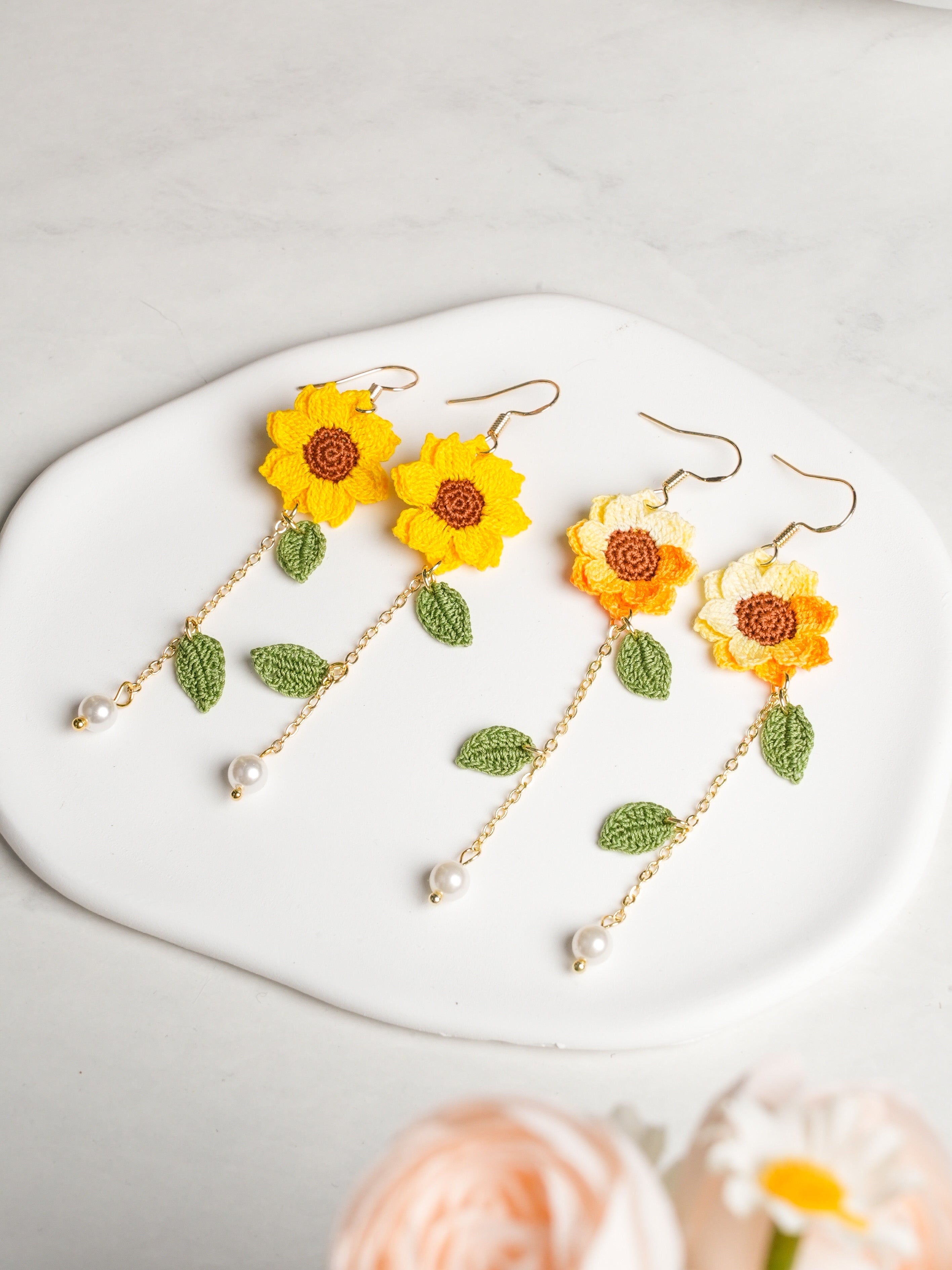 Handmade Sunflower Dangle Earrings