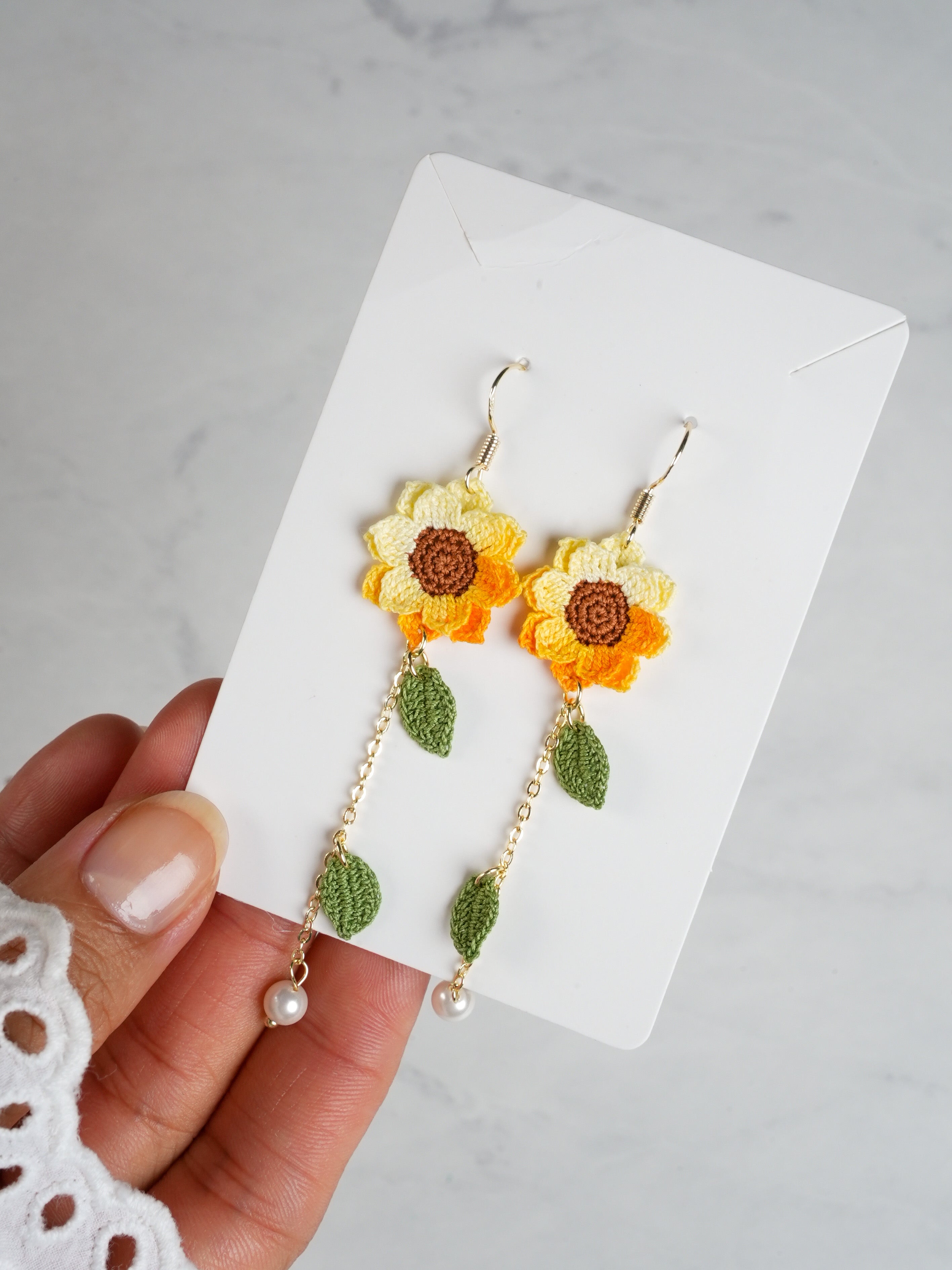 Handmade Sunflower Dangle Earrings