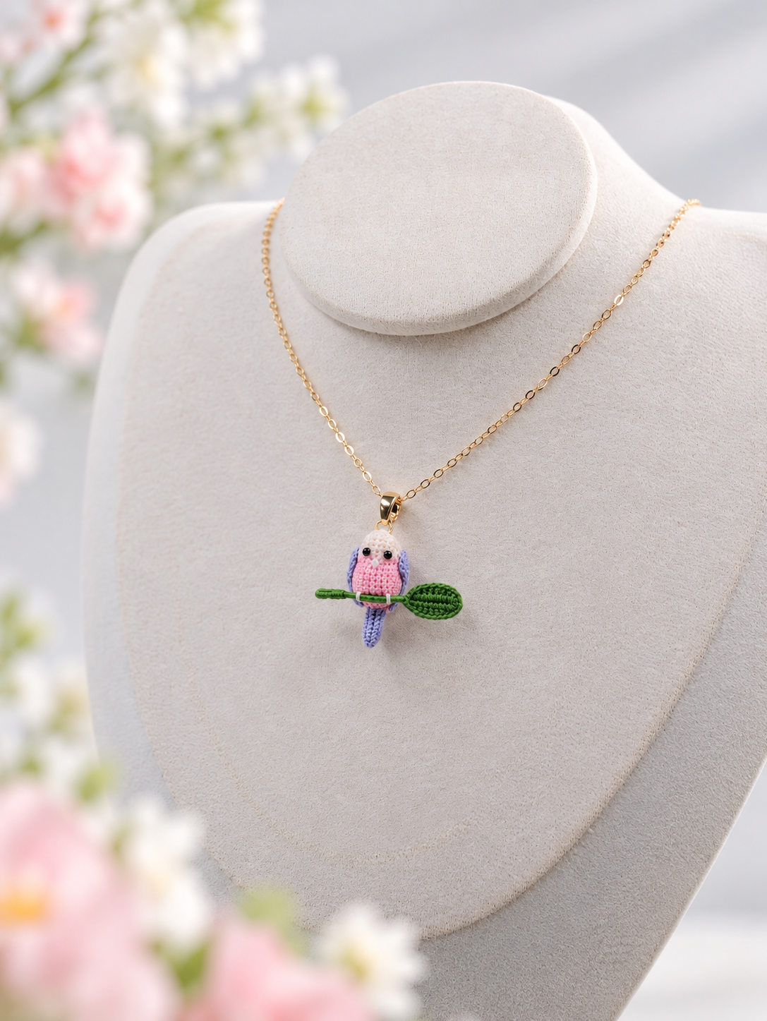 Parrot Necklace – Handmade Micro Crochet Bird Pendant Necklace