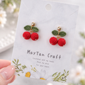 Cherry Earrings - Handmade Crochet Cherry Stud Earrings