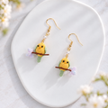 Crochet Bird Dangle Earrings