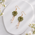 Monstera Leaf Crochet Earrings | Handmade Botanical Dangle Earrings