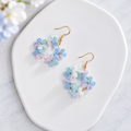 Handmade Crochet Flower Hoop Earrings – Pastel Floral Dangle Earrings, Boho Botanical Jewelry