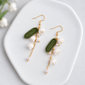 Micro Crochet Lily of the Valley Earrings | Handmade Floral Dangle Earrings