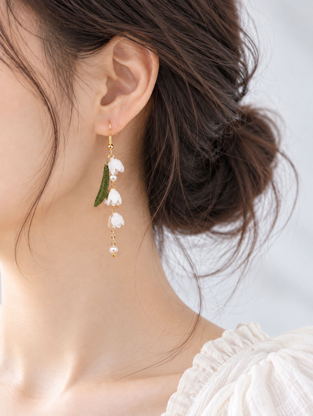 Micro Crochet Lily of the Valley Earrings | Handmade Floral Dangle Earrings