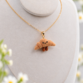 Croissant Necklace – Handmade Micro Crochet Croissant Pendant Necklace