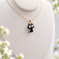 Black Cat Necklace – Handmade Micro Crochet Black Cat Pendant Necklace