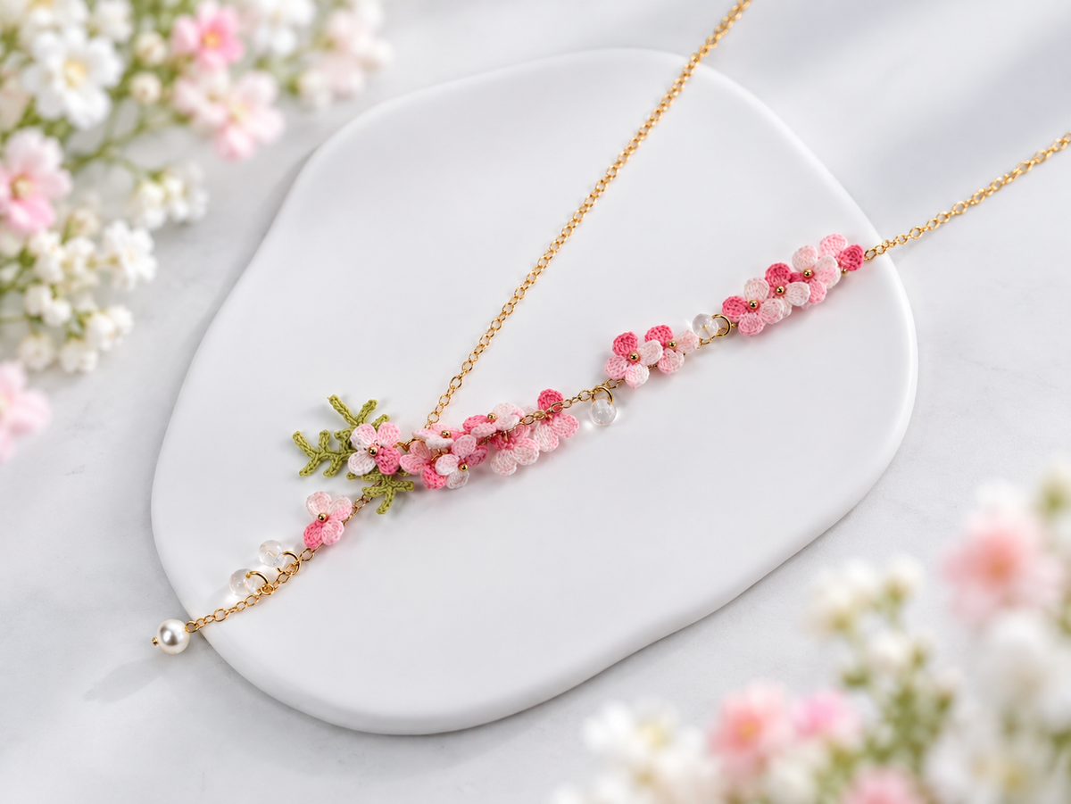 Crochet Flower Pendant Necklace