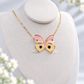 Pink Butterfly Necklace – handmade micro crochet jewelry by Mayten Craft