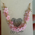 Pink Crochet Flower Bracelet with Pearl Accents