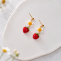 Crochet Strawberry Dangle Earrings